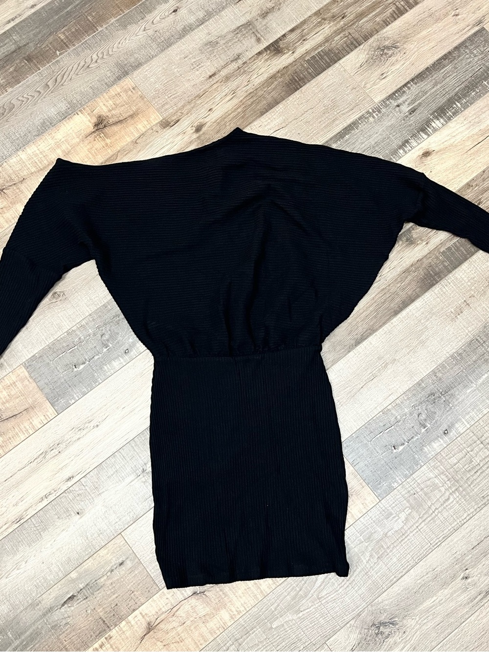 ASOS Black Ribbed one shoulder Mini Dress - perfect with boots for Fall! Size 6